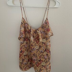 Anthropologie Harlyn Satin Floral Tank